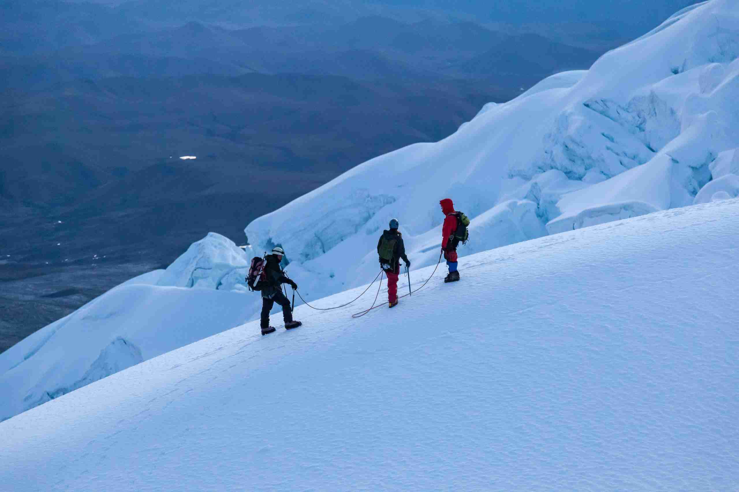 Mountaineers climbing the Cotopaxi volcano