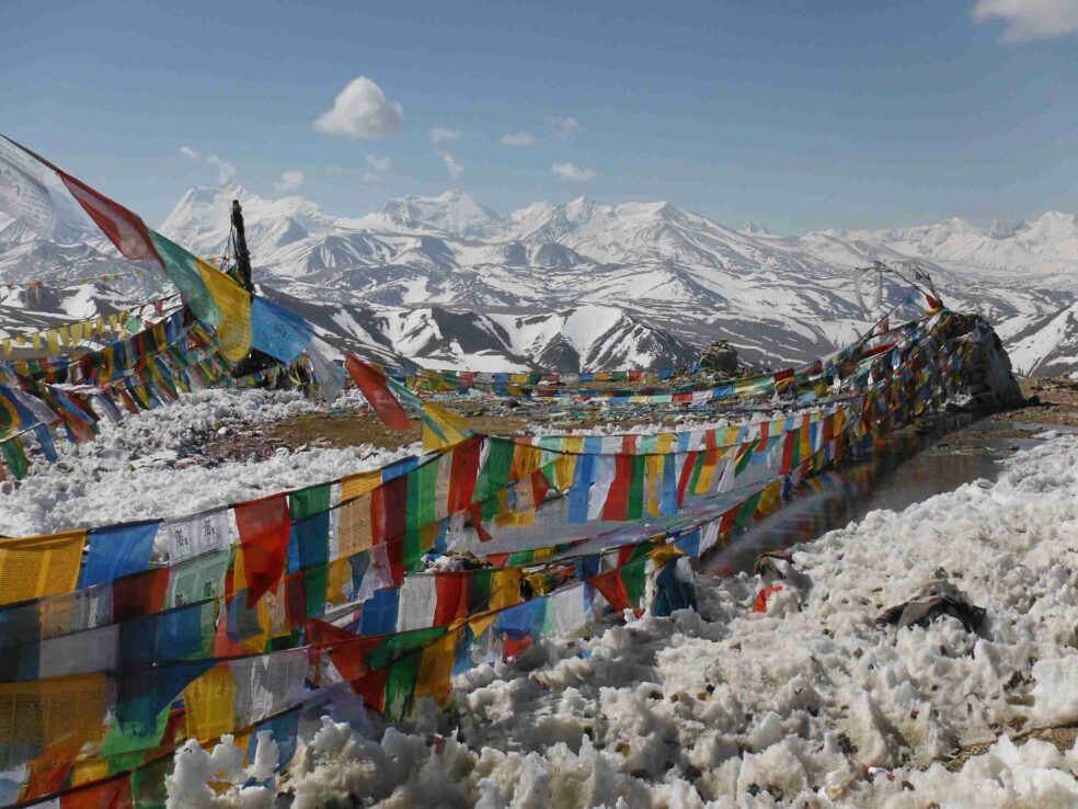 Colourful flags on everest
