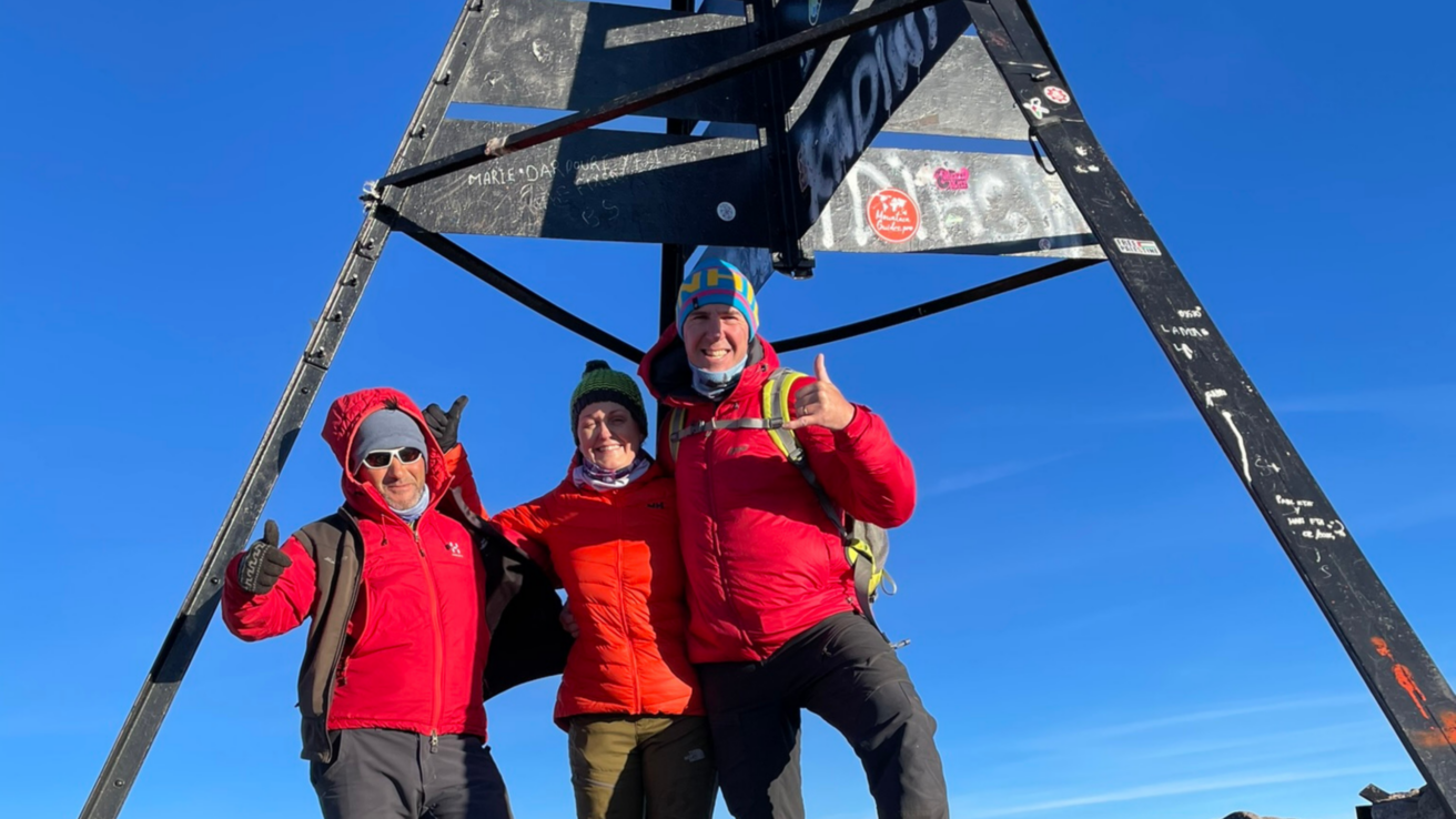 Three Mountaineers climbing Mount Toubkal