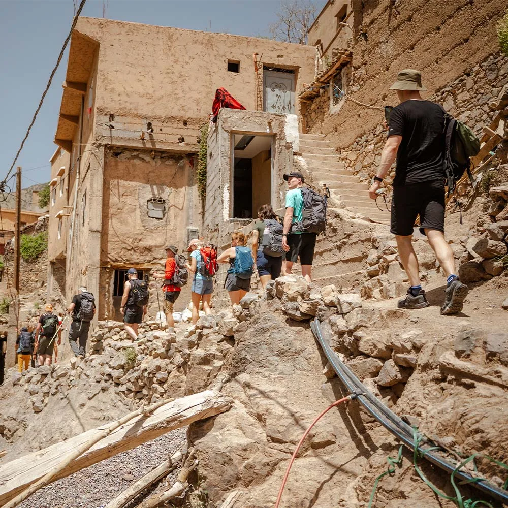 Traditional Berber village in the Mizane Valley on the approach to Mount Toubkal, Morocco