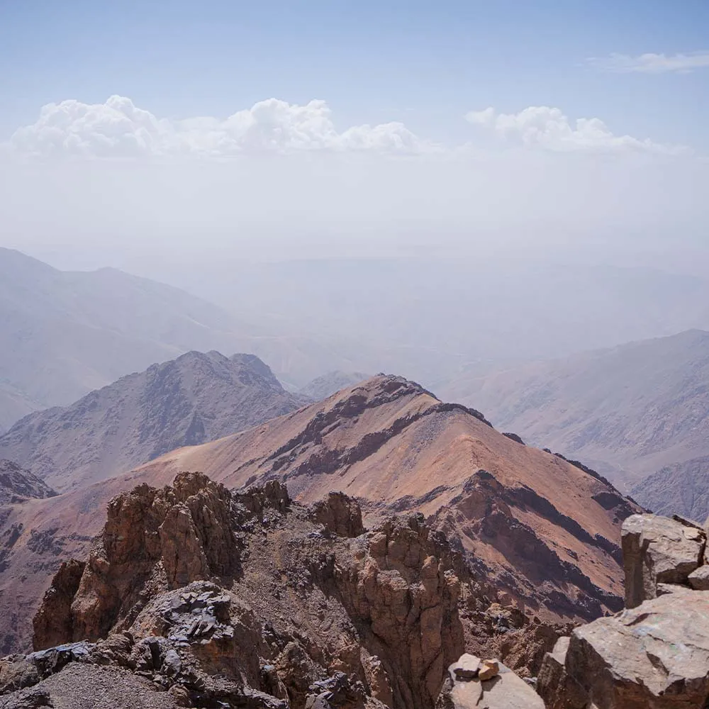 Toubkal Refuge mountain hut at 3,200 metres in the High Atlas Mountains of Morocco