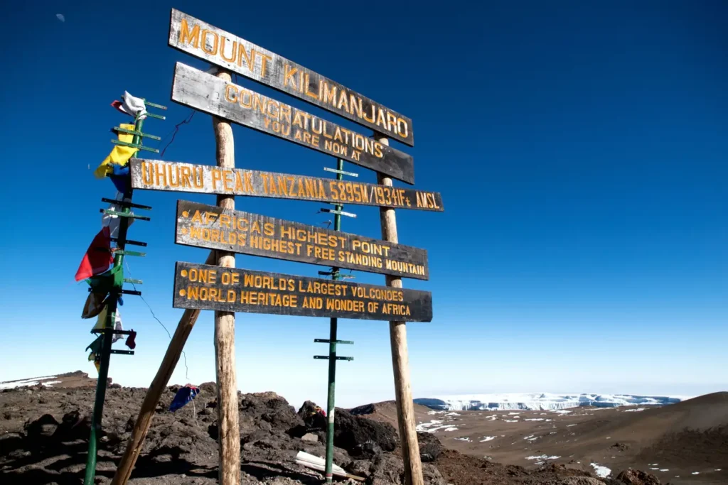Black Mountaineering team at Uhuru Peak summit sign Kilimanjaro 5895 metres Roof of Africa 2026 