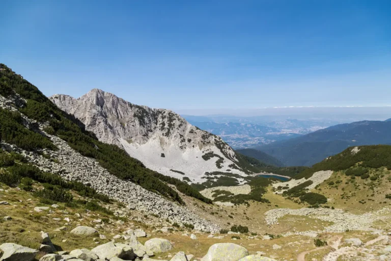 Panoramic view of Pirin Mountains Bulgaria with rocky ridgeline and alpine terrain for Bulgaria 7 Summits trek
