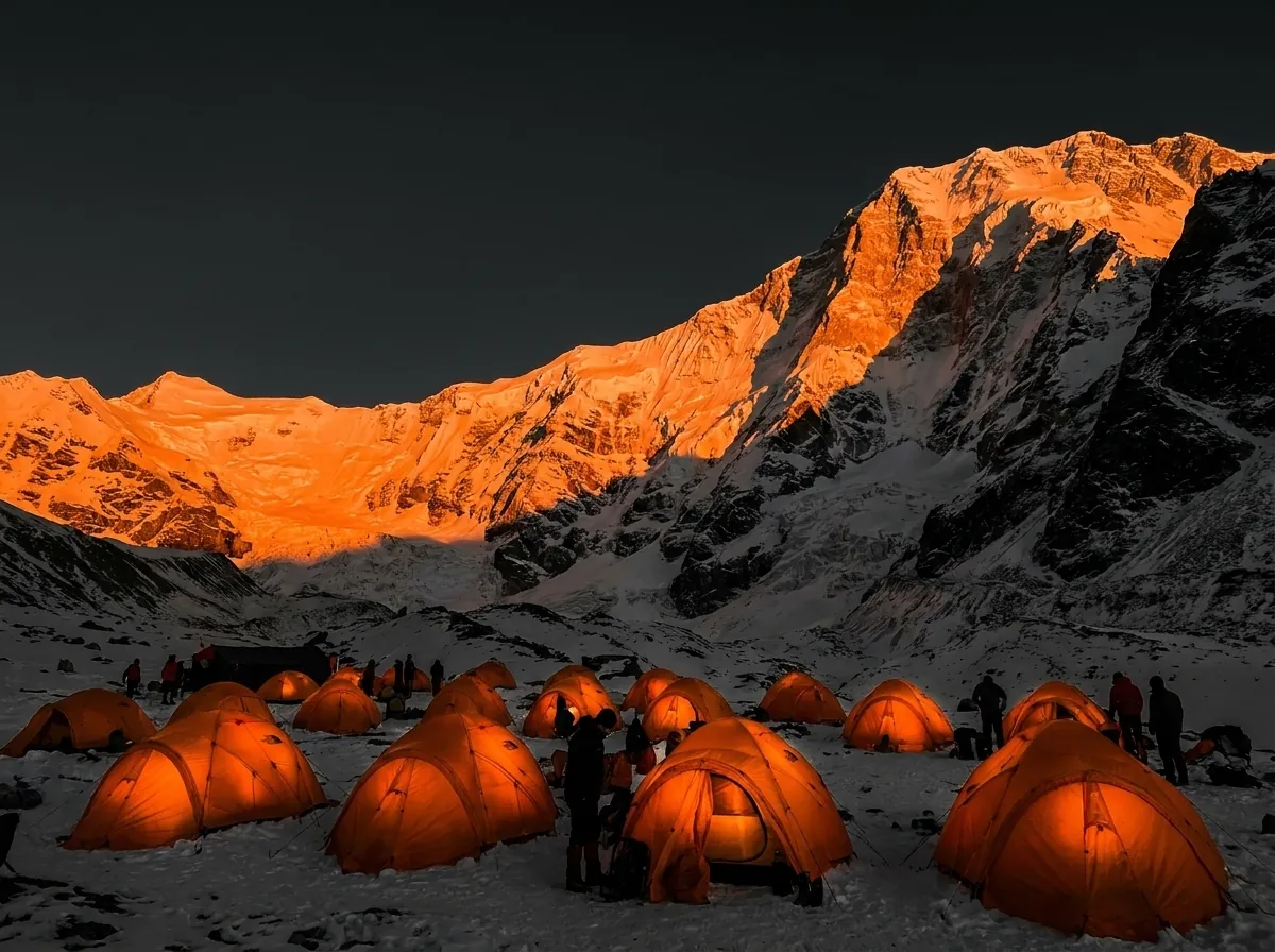 Expedition tents at Himlung Himal Base Camp at 4,900 metres