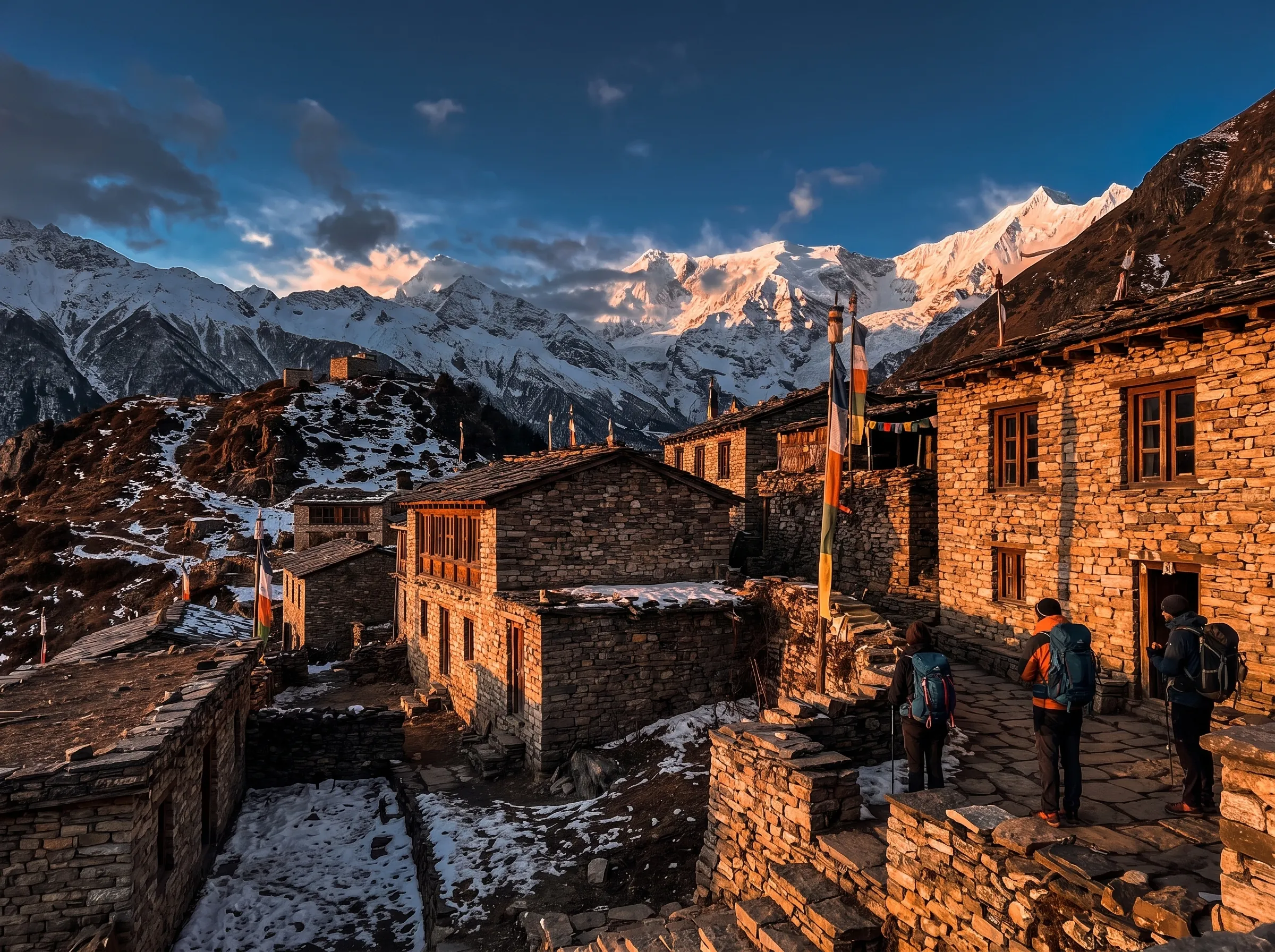 Traditional stone houses in Phu Gaun village on the Himlung Himal trek